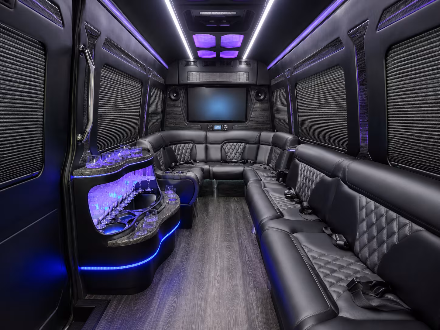 Riverside Corporate Transportation party bus exterior