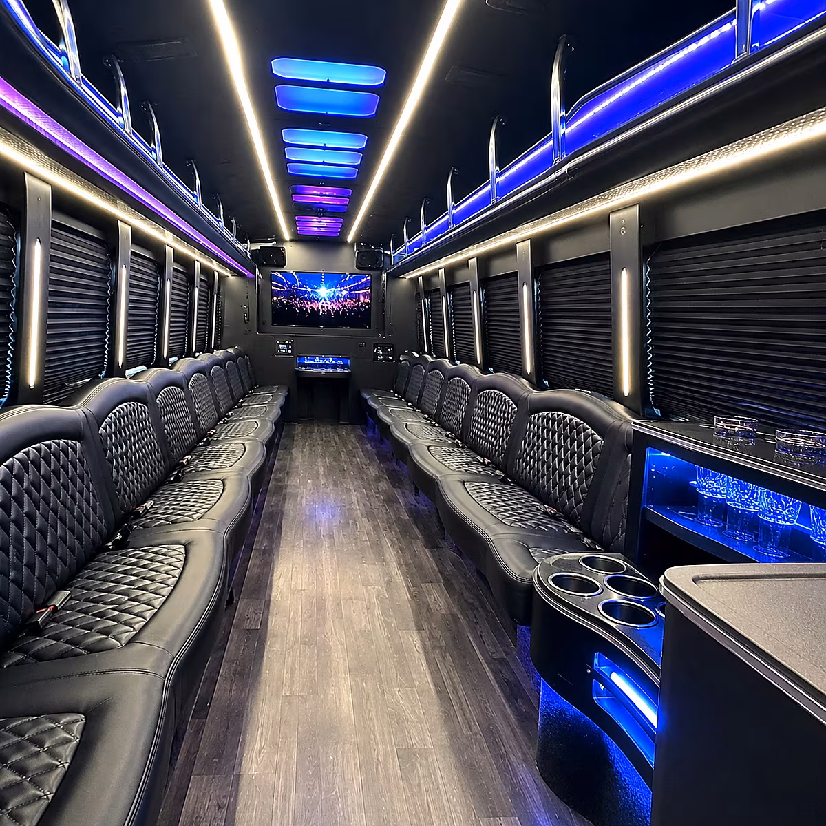Riverside Private Event Transportation party bus interior