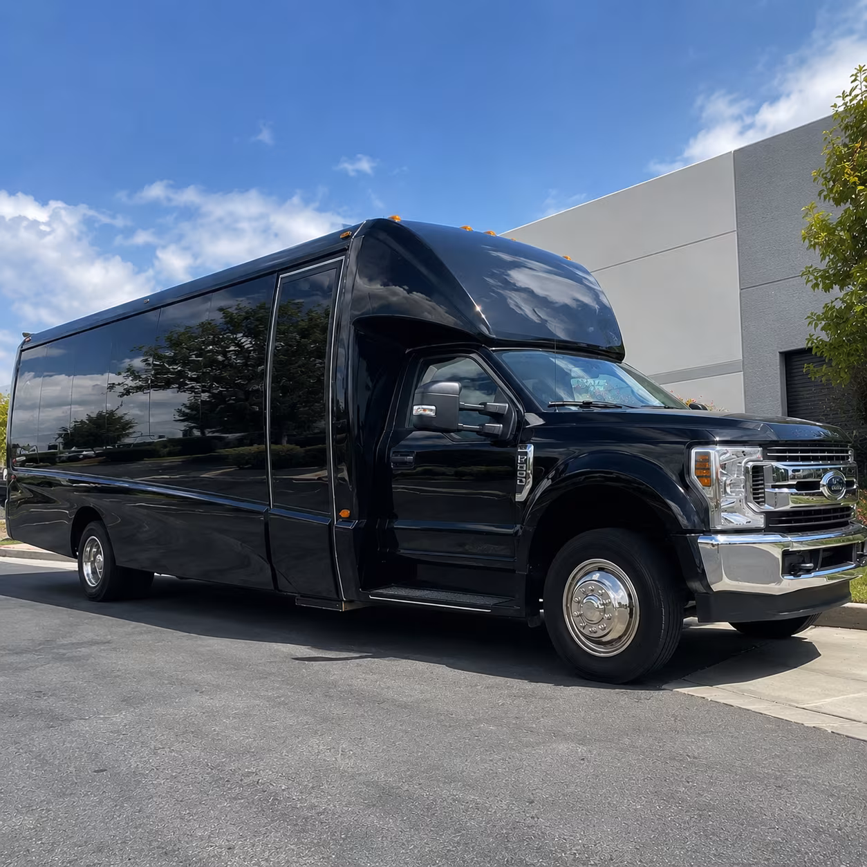 Riverside School Event Transportation party bus exterior