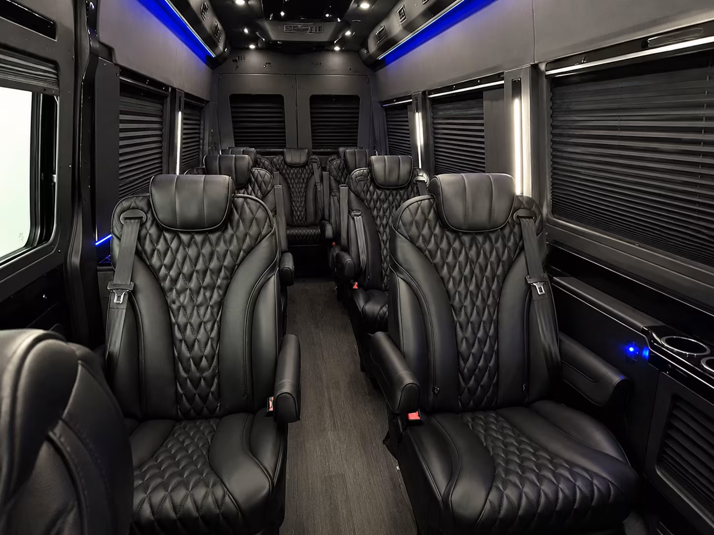 Riverside School Event Transportation party bus interior