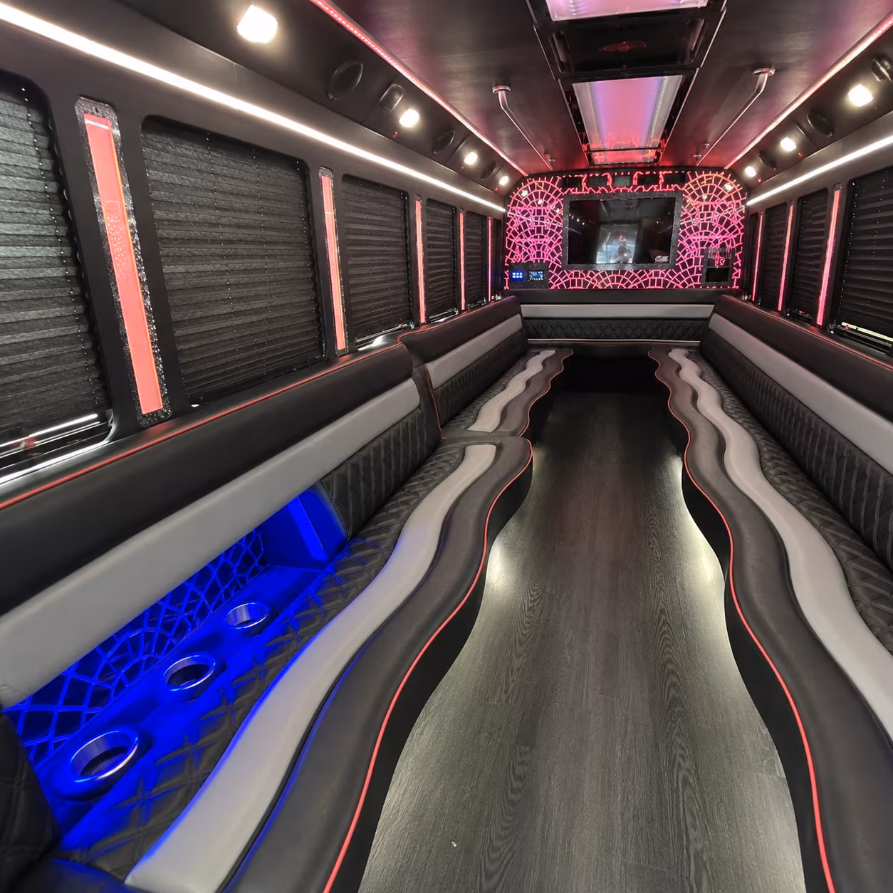 Riverside Sporting Event Transportation party bus exterior