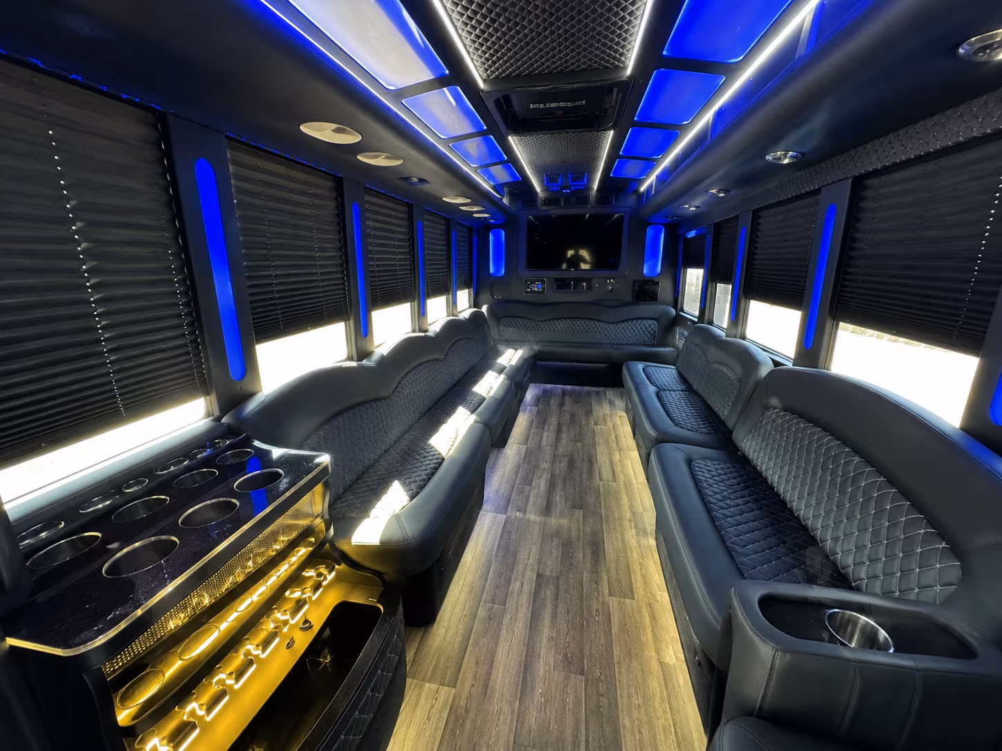 Riverside Sporting Event Transportation party bus exterior