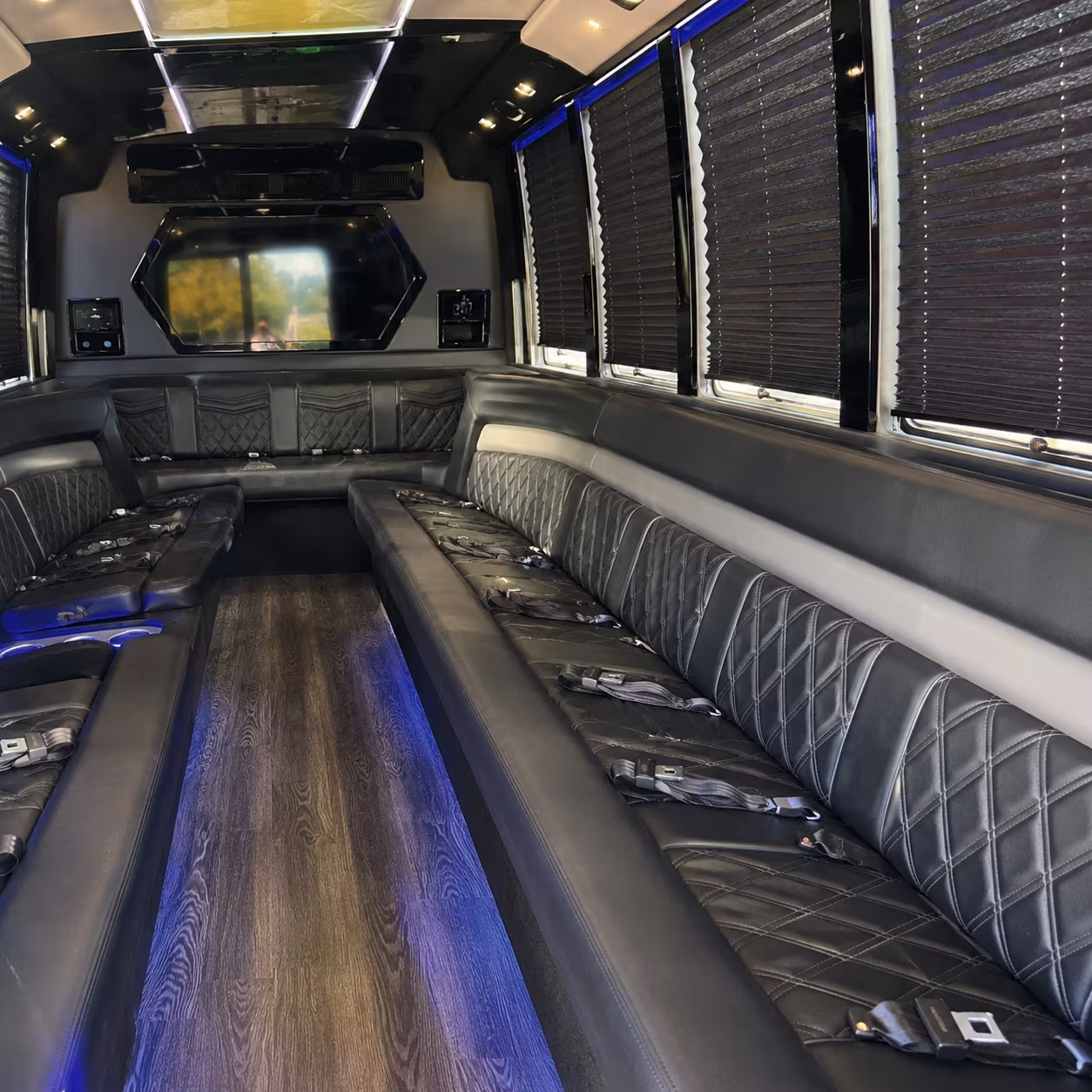 Riverside Sporting Event Transportation party bus exterior