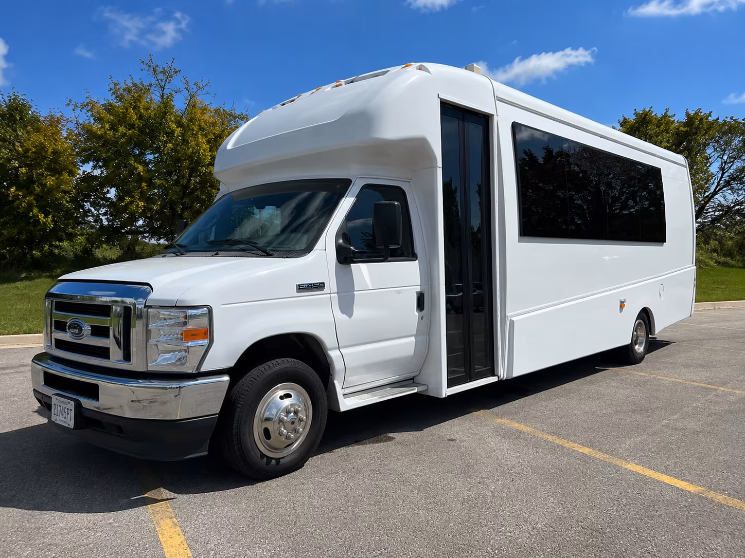 Riverside Wedding Transportation party bus exterior