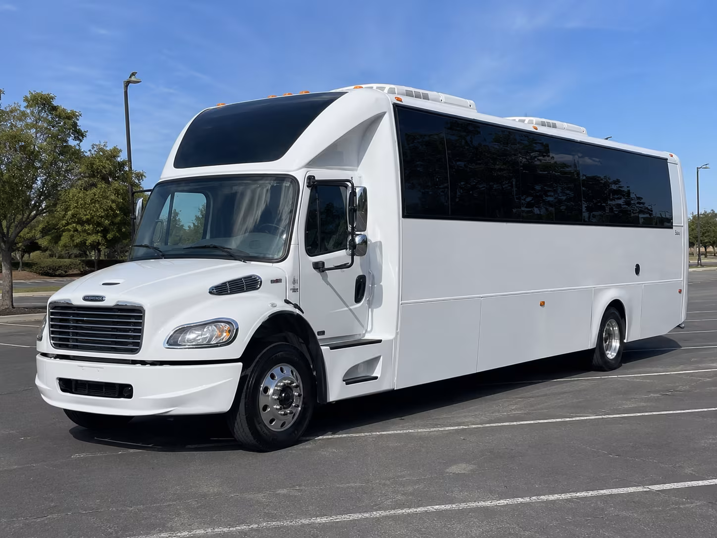 Riverside Wedding Transportation party bus exterior